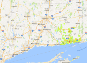 Physician Assistants - PA - Heat MAP Connecticut New London County